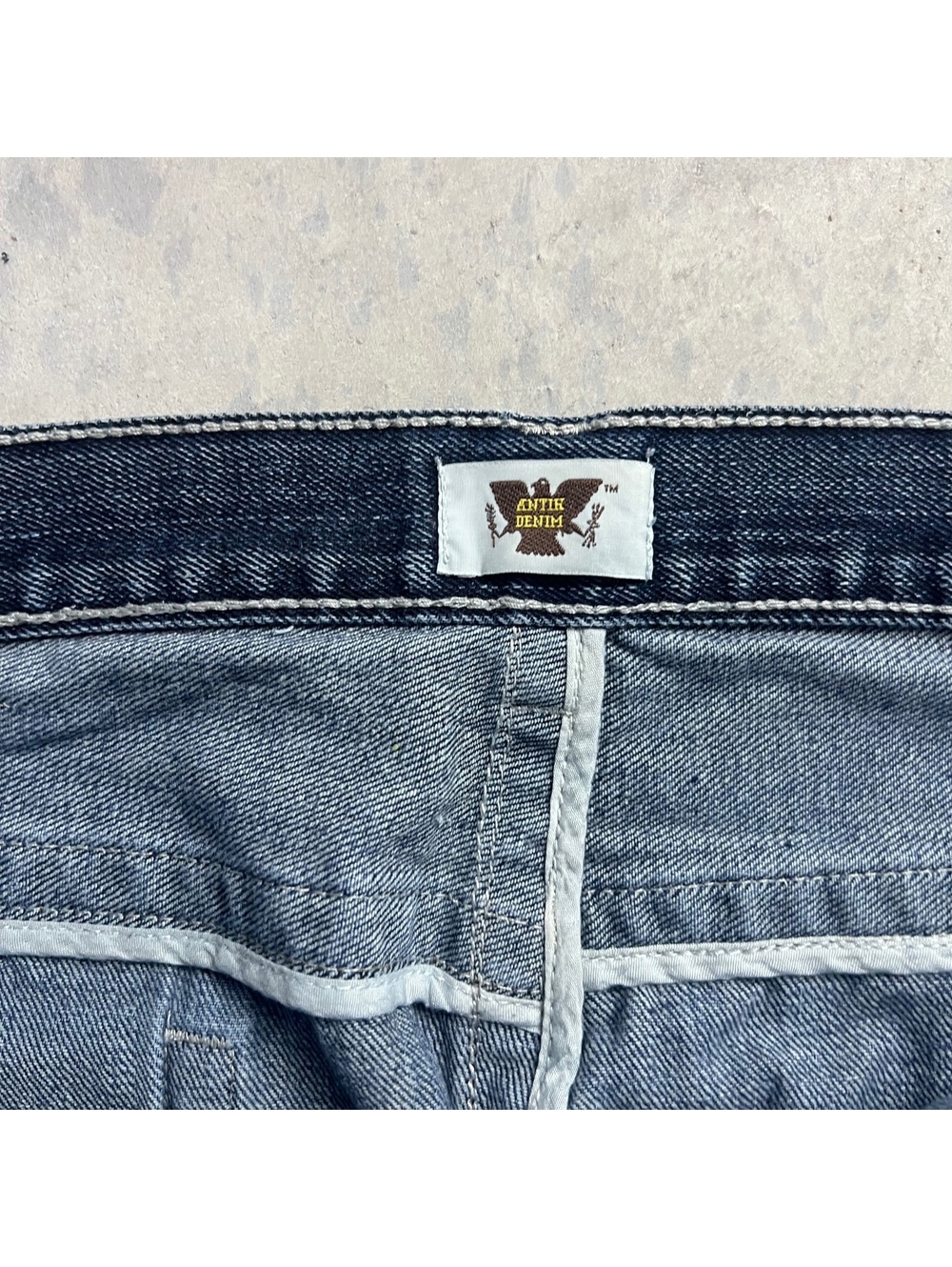 VTG Y2K Antik Denim Studded Jeans Sz. 36 (Fits 38X32) Faded Dark Wash Whisker - Picture 4 of 9